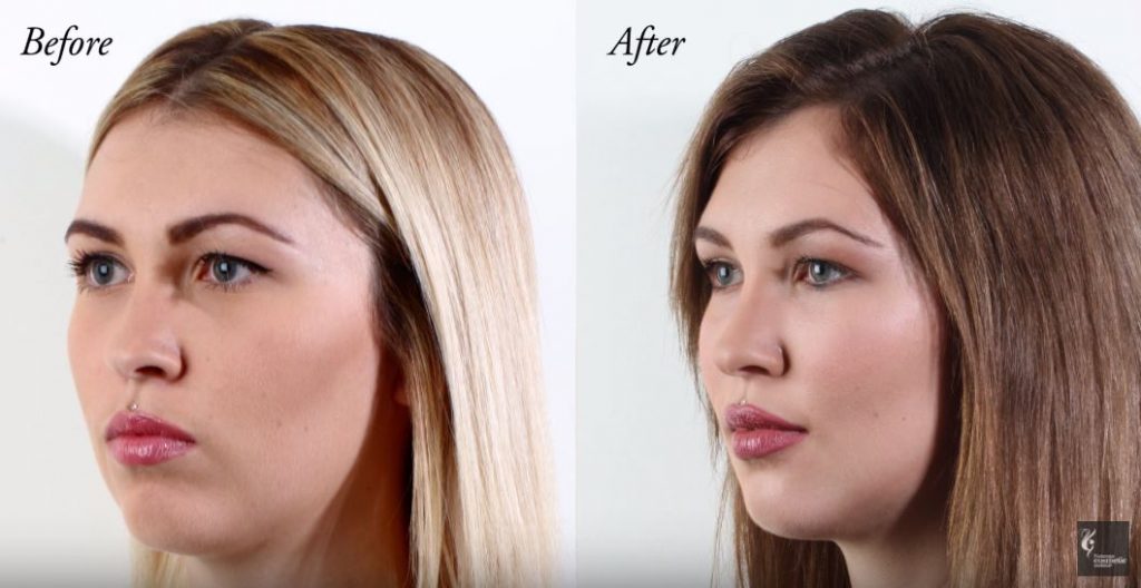 Young mother cosmetic makeover before and after